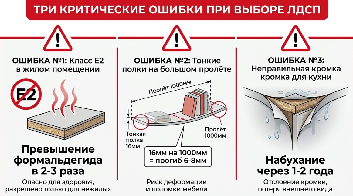 Три критические ошибки при выборе ЛДСП - класс Е2, тонкие полки, неправильная кромка