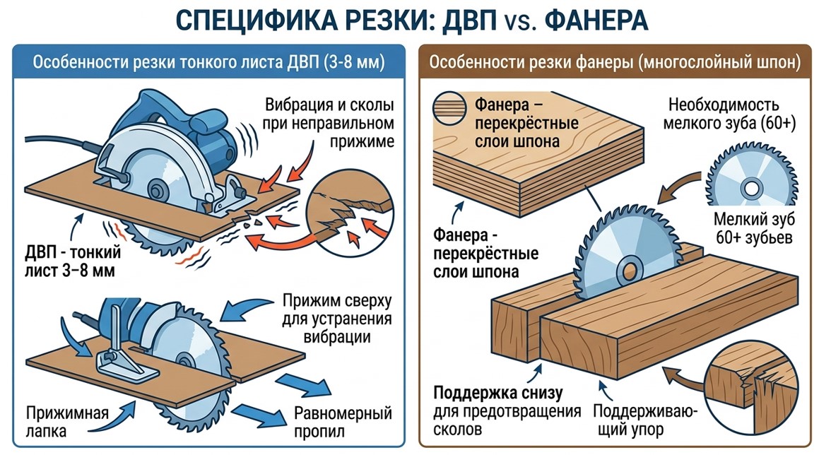 Особенности распила ДВП и фанеры - тонкий лист против многослойной структуры