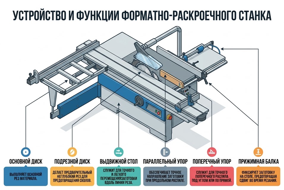 Устройство форматно-раскроечного станка - основные компоненты и их функции для точного распила